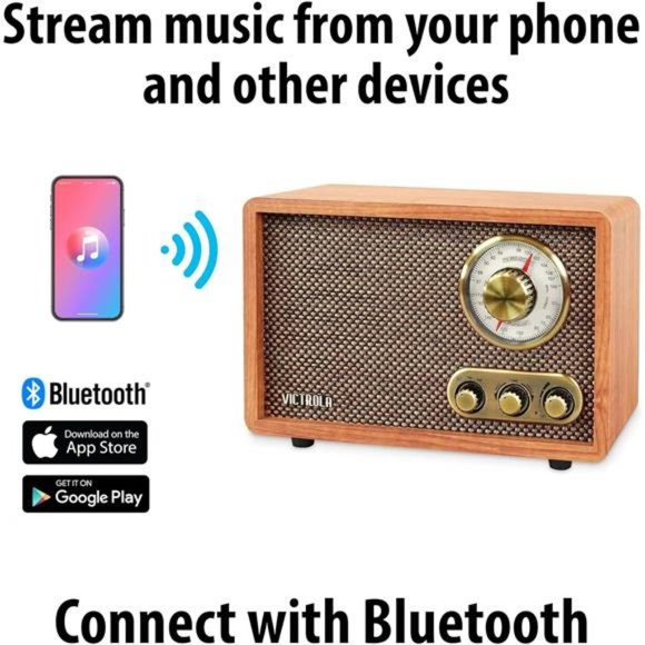 Retro Wood Bluetooth Radio with Built-in Speakers, Elegant & Vintage Design - Picture 2 of 5